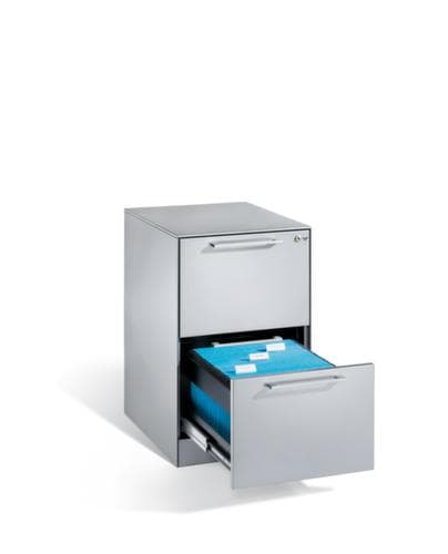 C+P Hängeregistraturschrank mit Bügelgriffen, 2 Auszüge, RAL9006 Weißaluminium/RAL9006 Weißaluminium