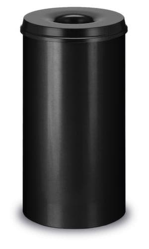 Selbstlöschender Papierkorb aus Stahl, 50 l, schwarz, Kopfteil schwarz