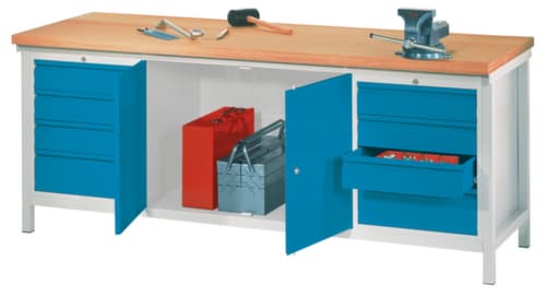 PAVOY Werkbank mit verschiedenen Unterbauten, 8 Schubladen, 1 Schrank
