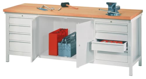 PAVOY Werkbank mit verschiedenen Unterbauten, 8 Schubladen, 1 Schrank