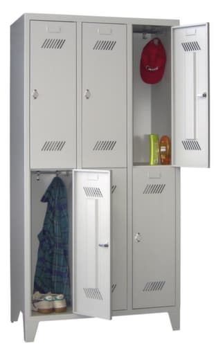 PAVOY Doppelstöckiger Garderobenschrank Basis mit 3x2 Abteilen, Abteilbreite 300 mm