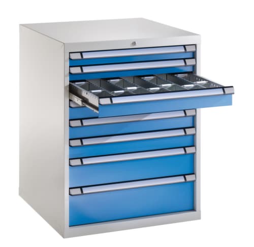Schubladenschrank, 8 Schublade(n), RAL7035 Lichtgrau/RAL5012 Lichtblau