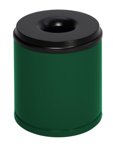 VAR Papierkorb mit Löschkopf, 30 l, RAL6001 Smaragdgrün, Kopfteil schwarz
