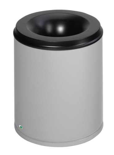 VAR Papierkorb mit Löschkopf, 80 l, rotaxsilber, Kopfteil schwarz