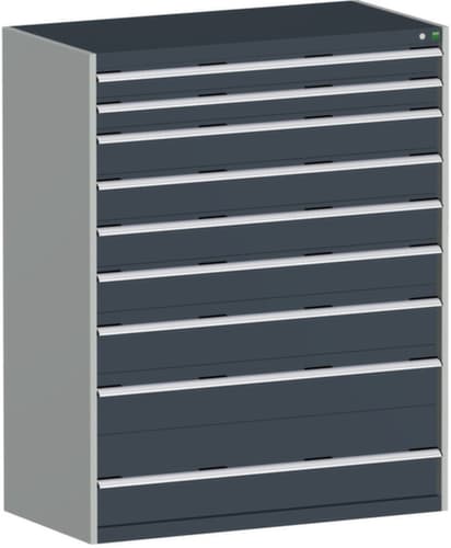 bott Schubladenschrank cubio Grundfläche 1300x650 mm, 9 Schublade(n), RAL7035 Lichtgrau/RAL7016 Anthrazitgrau