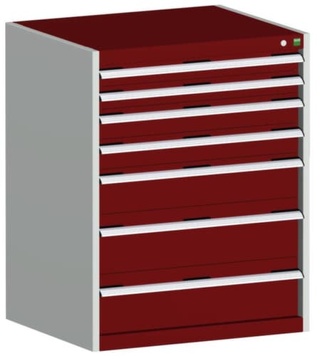 bott Schubladenschrank cubio Grundfläche 800x750 mm, 7 Schublade(n), RAL7035 Lichtgrau/RAL3004 Purpurrot