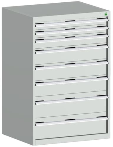 bott Schubladenschrank cubio Grundfläche 800x750 mm, 8 Schublade(n), RAL7035 Lichtgrau/RAL7035 Lichtgrau