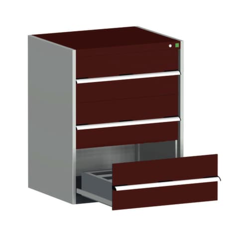 bott Schubladenschrank cubio Grundfläche 800x650 mm, 3 Schublade(n), RAL7035 Lichtgrau/RAL3004 Purpurrot