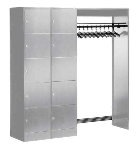 C+P Schließfach-Garderobe Classic mit 10 Fächern + Hutablage + Schuhrost, Breite 1850 mm