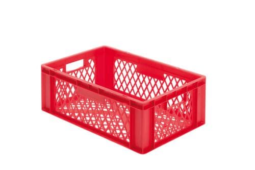 Euronorm-Stapelbehälter Wände + Boden durchbrochen, rot, Inhalt 40 l