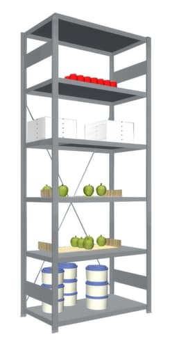 hofe Edelstahl-Steckregal, Höhe x Breite x Tiefe 2500 x 1060 x 535 mm, 6 Böden