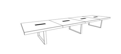 Quadrifoglio Konferenztisch T45, Breite x Tiefe 5600 x 1400 mm, Platte Nussbaum