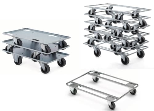Transportroller mit offenem Winkelrahmen, Traglast 400 kg, Elastik-Bereifung
