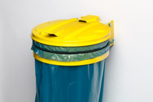 VAR Müllsackhalter zur Wandbefestigung, für 120-Liter-Säcke, gelb, Deckel gelb