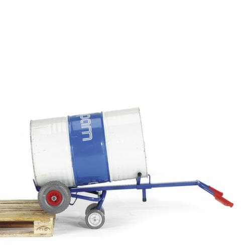 Rollcart Fasskarre mit Stützrädern, Traglast 250 kg, Luft-Bereifung