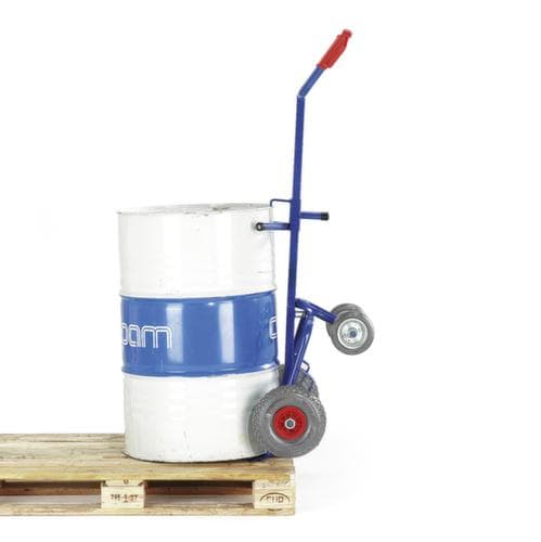 Rollcart Fasskarre mit Stützrädern, Traglast 250 kg, Luft-Bereifung