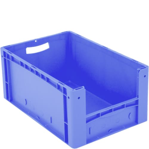 Euronorm-Sichtlagerbehälter mit Eingrifföffnung, blau, HxLxB 270x600x400 mm