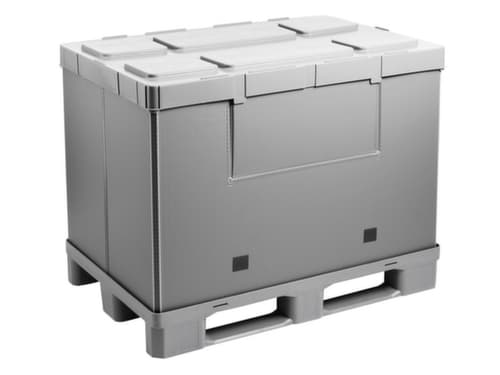 Walther Faltsysteme Paletten-Faltbox extra leicht, Auflast 500 kg, 3 Kufen, Länge x Breite 1200 x 800 mm