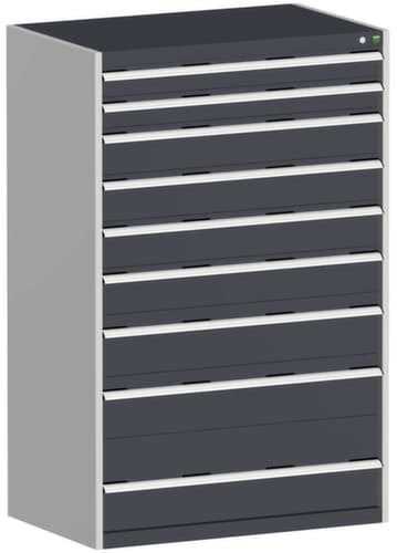 bott Schubladenschrank cubio Grundfläche 1050x650 mm, 9 Schublade(n), RAL7035 Lichtgrau/RAL7016 Anthrazitgrau