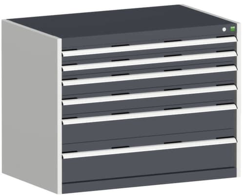 bott Schubladenschrank cubio Grundfläche 1050x750 mm, 6 Schublade(n), RAL7035 Lichtgrau/RAL7016 Anthrazitgrau