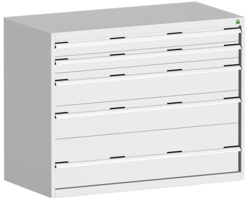 bott Schubladenschrank cubio Grundfläche 1300x650 mm, 5 Schublade(n), RAL7035 Lichtgrau/RAL7035 Lichtgrau