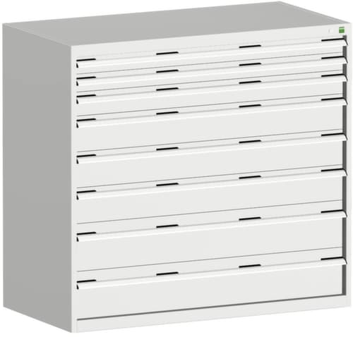 bott Schubladenschrank cubio Grundfläche 1300x750 mm, 8 Schublade(n), RAL7035 Lichtgrau/RAL7035 Lichtgrau