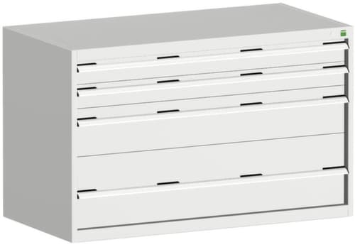 bott Schubladenschrank cubio Grundfläche 1300x650 mm, 4 Schublade(n), RAL7035 Lichtgrau/RAL7035 Lichtgrau
