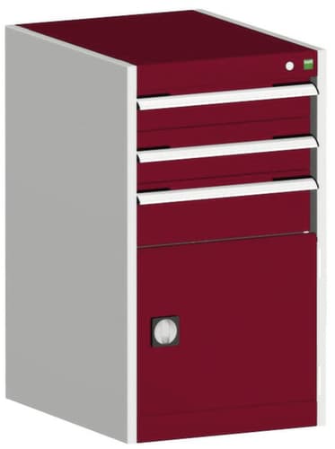 bott Schubladenschrank cubio Grundfläche 525x525 mm, 3 Schublade(n), RAL7035 Lichtgrau/RAL3004 Purpurrot