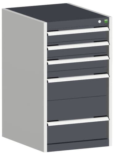 bott Schubladenschrank cubio Grundfläche 525x525 mm, 5 Schublade(n), RAL7035 Lichtgrau/RAL7016 Anthrazitgrau