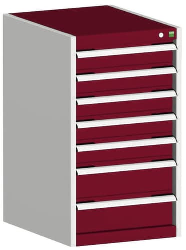 bott Schubladenschrank cubio Grundfläche 525x525 mm, 7 Schublade(n), RAL7035 Lichtgrau/RAL3004 Purpurrot