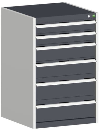 bott Schubladenschrank cubio mit Grundfläche 650x650 mm, 6 Schublade(n), RAL7035 Lichtgrau/RAL7016 Anthrazitgrau