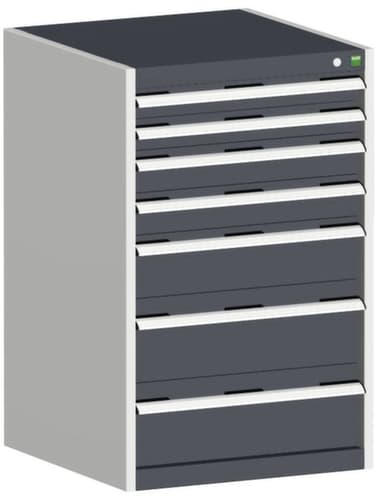 bott Schubladenschrank cubio mit Grundfläche 650x650 mm, 7 Schublade(n), RAL7035 Lichtgrau/RAL7016 Anthrazitgrau