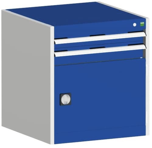 bott Schubladenschrank cubio Grundfläche 650x525 mm, 2 Schublade(n), RAL7035 Lichtgrau/RAL5010 Enzianblau