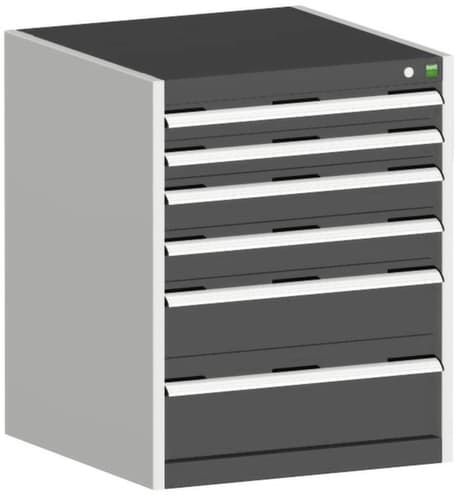 bott Schubladenschrank cubio Grundfläche 650x525 mm, 6 Schublade(n), RAL7035 Lichtgrau/RAL7016 Anthrazitgrau