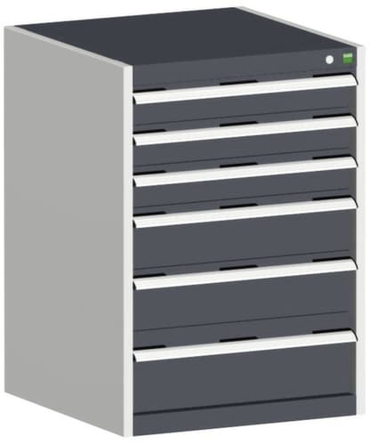bott Schubladenschrank cubio Grundfläche 650x525 mm, 6 Schublade(n), RAL7035 Lichtgrau/RAL7016 Anthrazitgrau