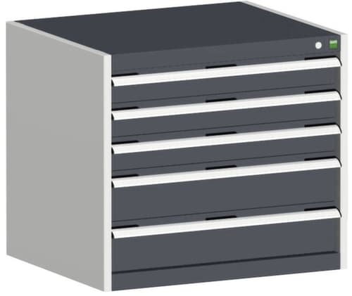 bott Schubladenschrank cubio Grundfläche 800x525 mm, 5 Schublade(n), RAL7035 Lichtgrau/RAL7016 Anthrazitgrau