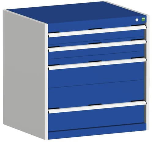 bott Schubladenschrank cubio Grundfläche 800x750 mm, 4 Schublade(n), RAL7035 Lichtgrau/RAL5010 Enzianblau