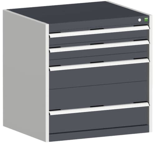 bott Schubladenschrank cubio Grundfläche 800x650 mm, 4 Schublade(n), RAL7035 Lichtgrau/RAL7016 Anthrazitgrau