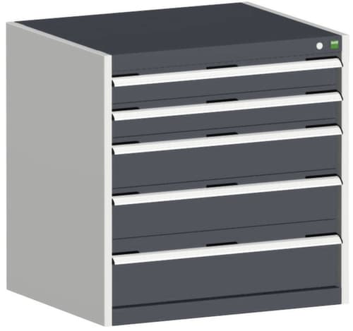 bott Schubladenschrank cubio Grundfläche 800x650 mm, 5 Schublade(n), RAL7035 Lichtgrau/RAL7016 Anthrazitgrau