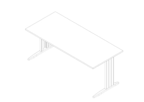 Quadrifoglio Schreibtisch Practika mit C-Fußgestell, Breite x Tiefe 1800 x 800 mm, Platte weiß