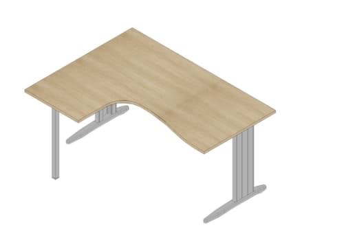Quadrifoglio Winkel-Schreibtisch Practika, C-Fußgestell, Breite 1600 mm, Eiche/alu