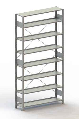 META Akten-Steckregal, 8 Böden, RAL7035 Lichtgrau