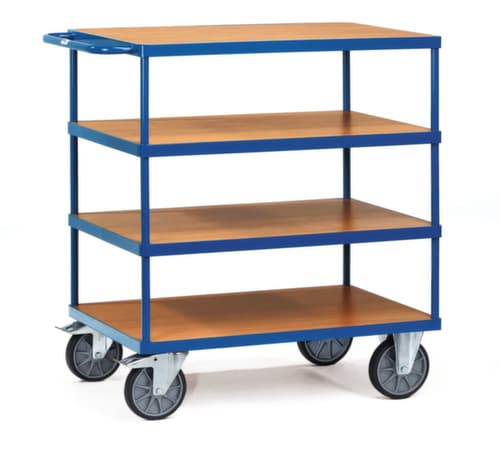 fetra Schwerer Tischwagen Holzböden mit Rand 1000x700 mm, Traglast 600 kg, 4 Etagen