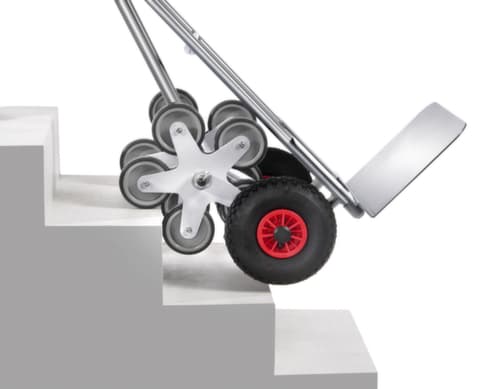fetra 5-Stern-Treppenkarre aus Aluminium, Traglast 200 kg, Schaufelbreite 480 mm, Luft-Bereifung