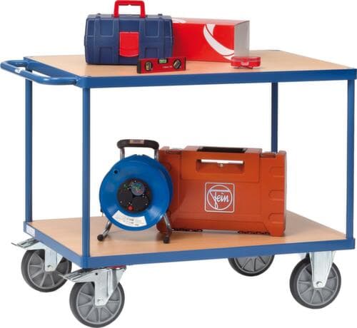 fetra Schwerer Tischwagen mit bündiger Plattform 850x500 mm, Traglast 500 kg, 2 Etagen