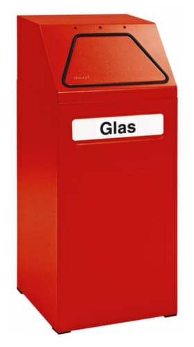 stumpf Wertstoffbehälter feuerhemmend, 65 l, RAL3000 Feuerrot, Deckel RAL3000 Feuerrot