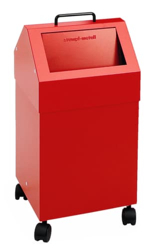 stumpf Feuerhemmender Wertstoffbehälter, 45 l, RAL3000 Feuerrot, Deckel RAL3000 Feuerrot