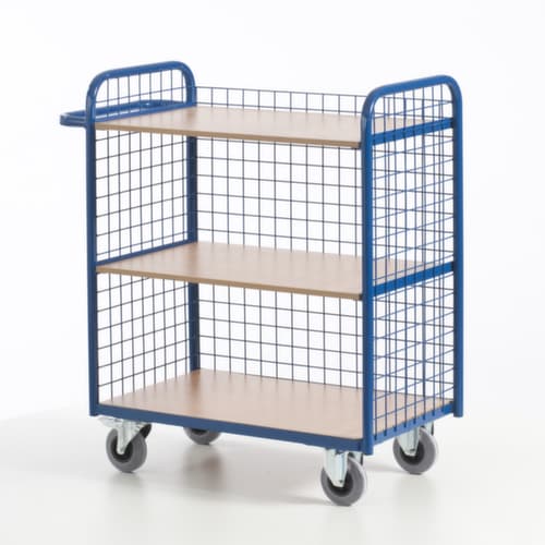 Rollcart Bürowagen mit 3 Gitterwänden, Traglast 150 kg, 3 Etagen