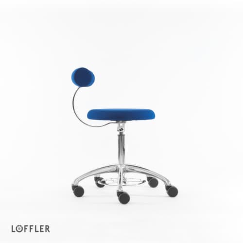 Löffler Hocker Aogo, Sitz blau, Rollen