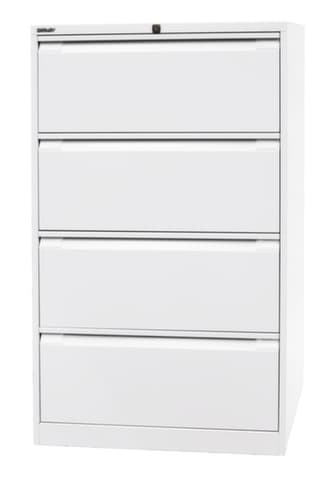 Bisley Hängeregistraturschrank, 4 Auszüge, verkehrsweiß/verkehrsweiß